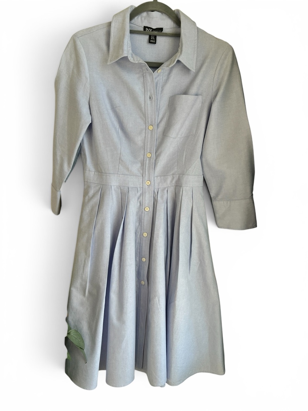 JNY by Jones New York Pleated 100% Cotton Midi Shirt Dress, Size 4